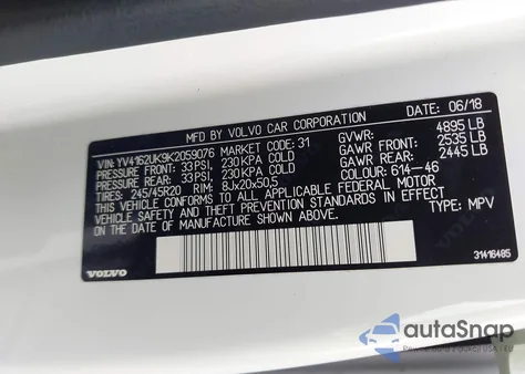 2019 Volvo Xc40 T5 Momentum from USA, damaged, VIN YV4162UK9K2059076